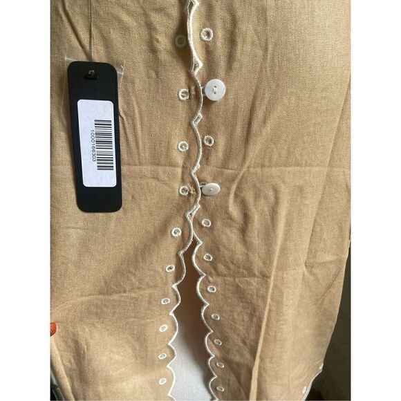 NWT VICI Lennon Eyelet Linen Blend Embroidered Sleeveless Blouse Tan XL - Picture 8 of 12